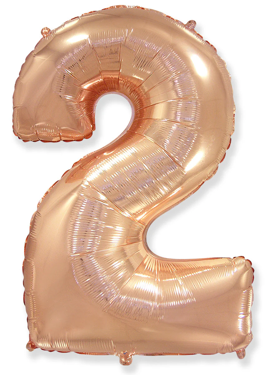 32" Inflated (40" Uninflated Approx) Flexmetal Foil Balloon Number "2" Rose Gold
