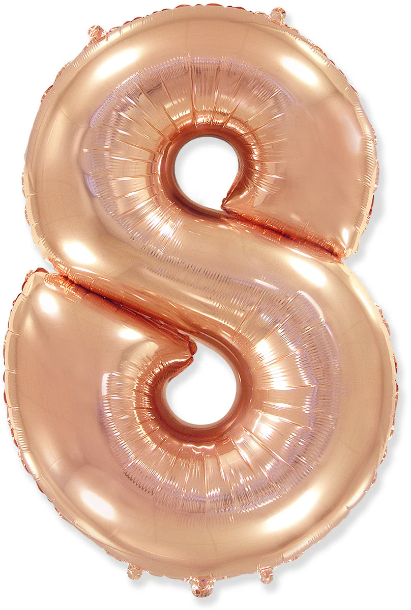 32" Inflated (40" Uninflated Approx) Flexmetal Foil Balloon Number "8" Rose Gold