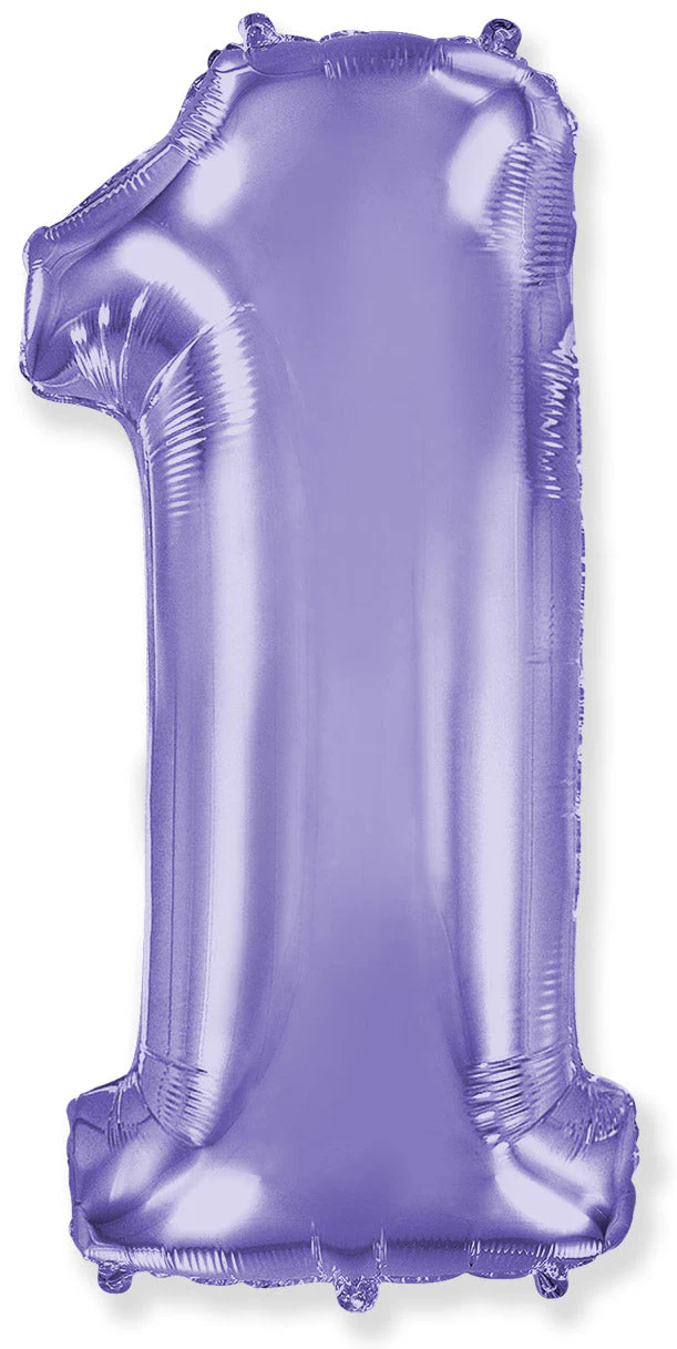 32" Inflated (40" Uninflated Approx) Lilac Number "1" Foil Balloon Flexmetal