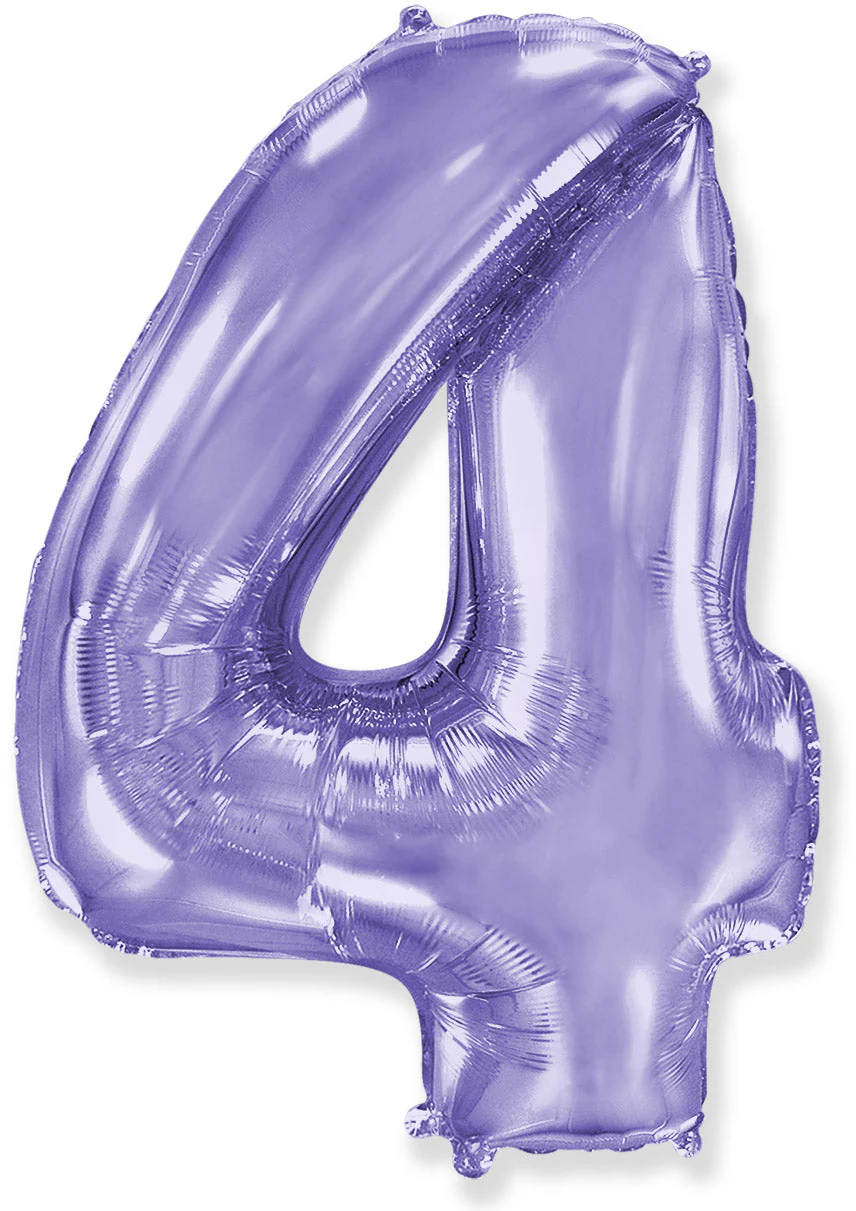 32" Inflated (40" Uninflated Approx) Lilac Number "4" Foil Balloon Flexmetal