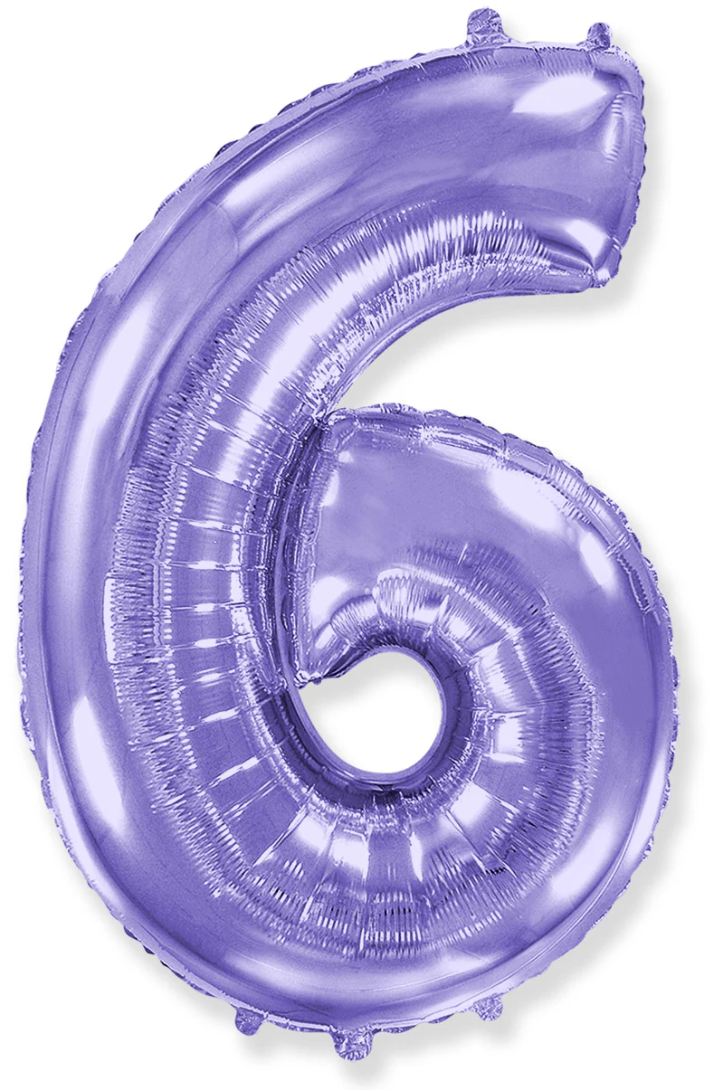 32" Inflated (40" Uninflated Approx) Lilac Number "6" Foil Balloon Flexmetal