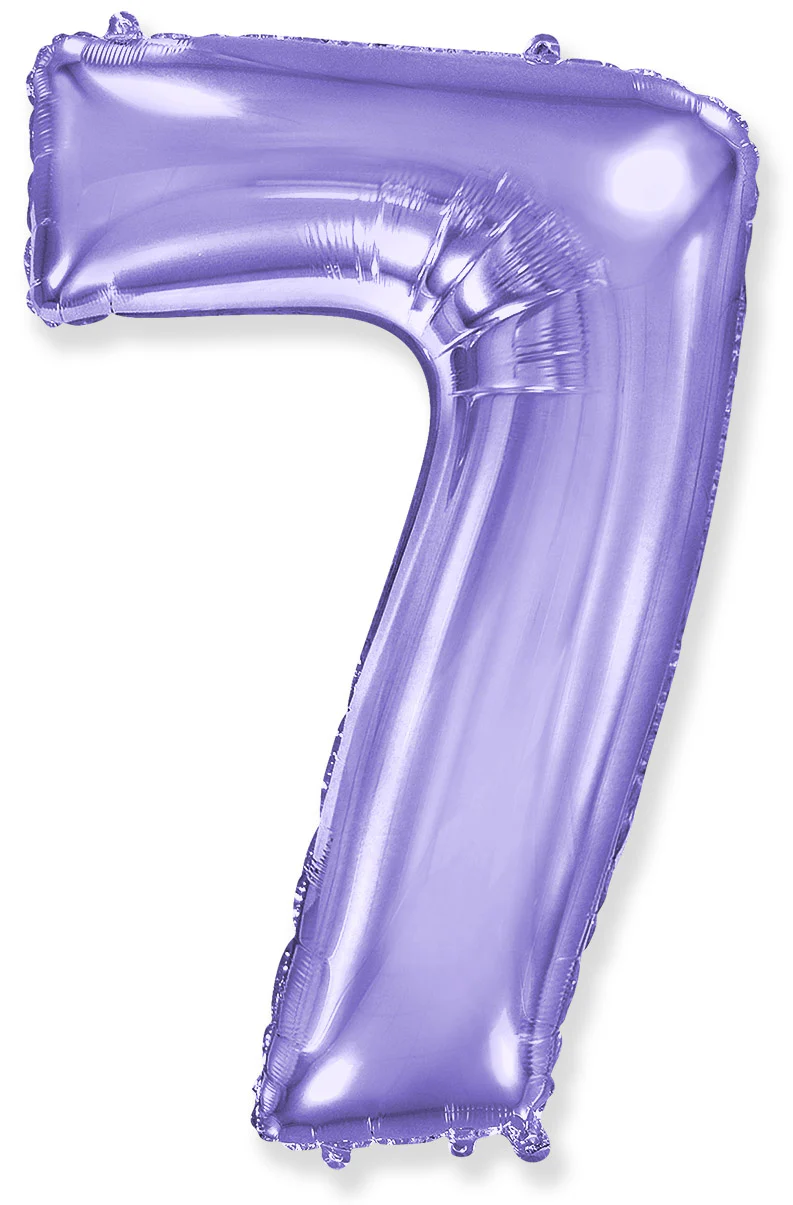 32" Inflated (40" Uninflated Approx) Lilac Number "7" Foil Balloon Flexmetal