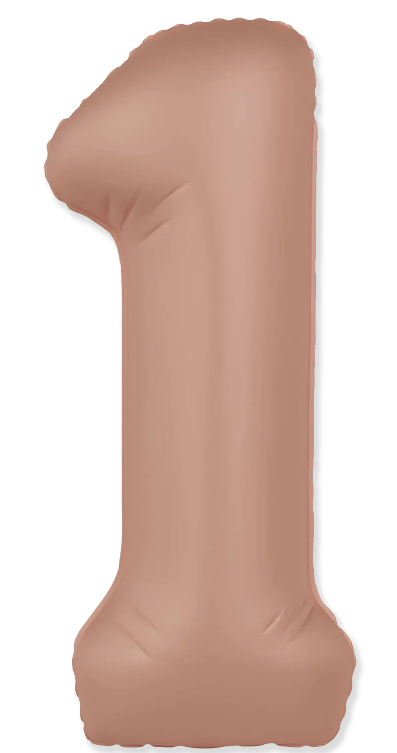 32" Inflated (40" Uninflated Approx) Number "1" Slimmer Design Matte Vintage Rose Brand Flexmetal