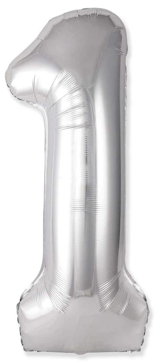 32" Inflated (40" Uninflated Approx) Number "1" Slimmer Design Silver Brand Flexmetal
