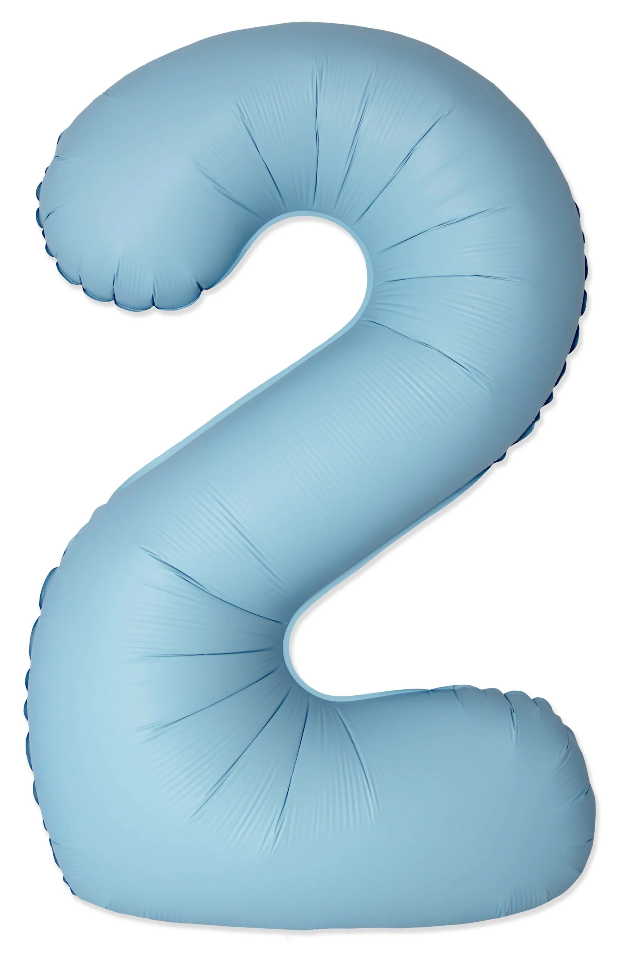 32" Inflated (40" Uninflated Approx) Number "2" Slimmer Design Matte Baby Blue Brand Flexmetal