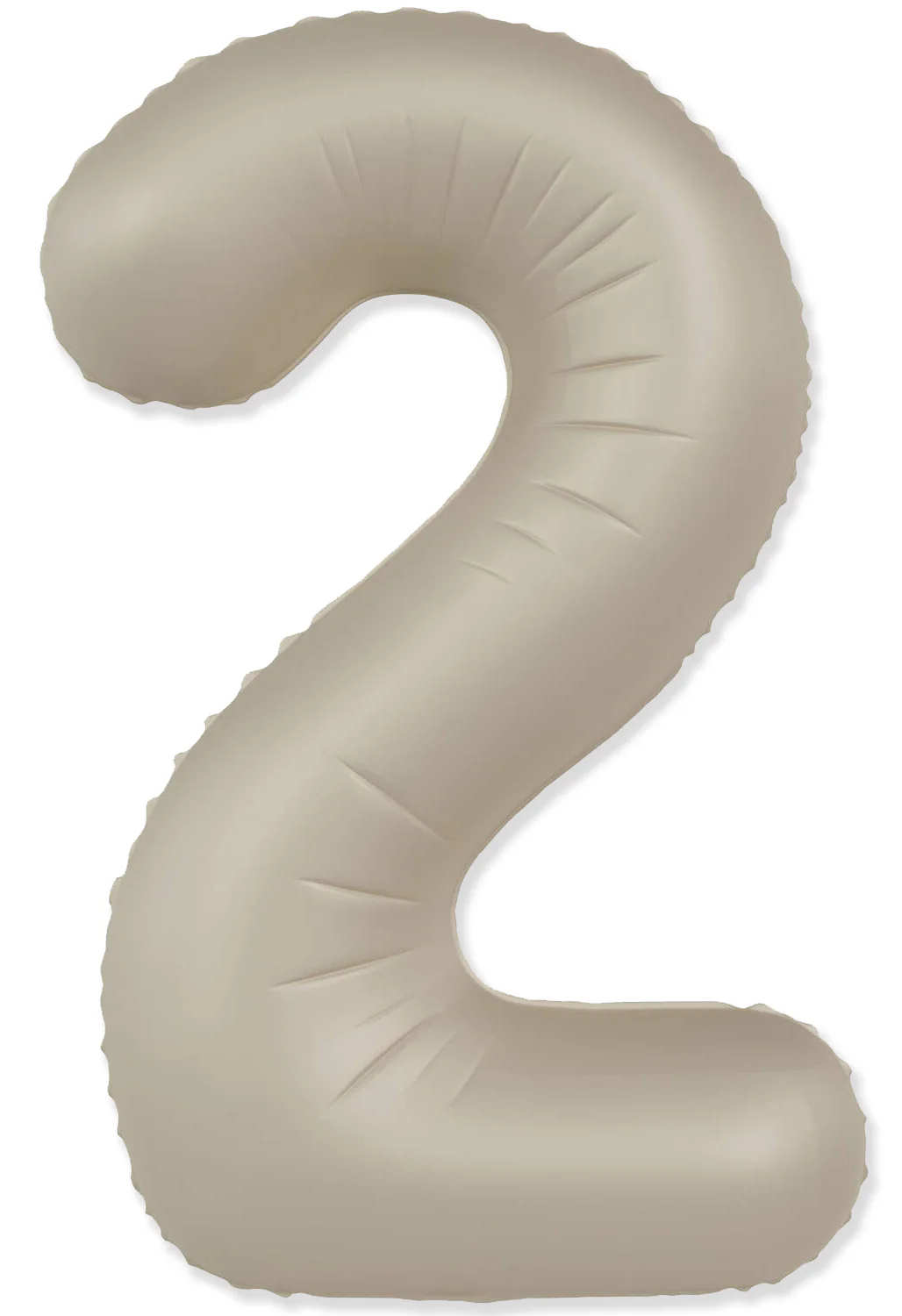 32" Inflated (40" Uninflated Approx) Number "2" Slimmer Design Matte Creamy Latte Brand Flexmetal