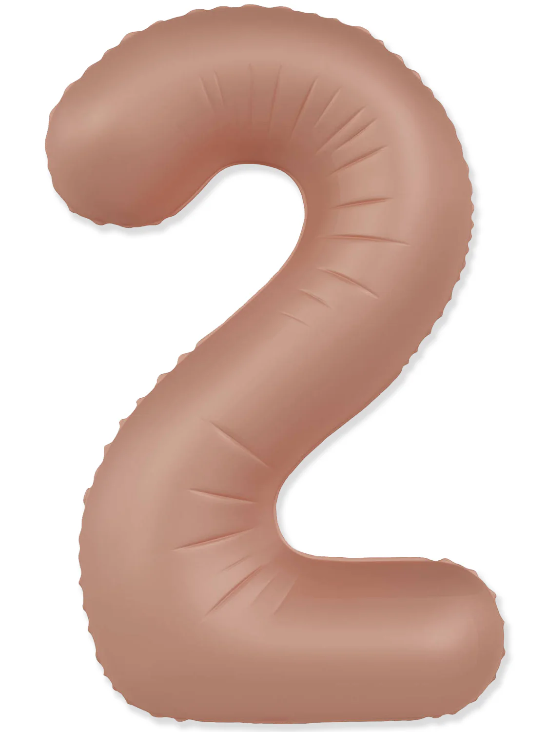 32" Inflated (40" Uninflated Approx) Number "2" Slimmer Design Matte Vintage Rose Brand Flexmetal