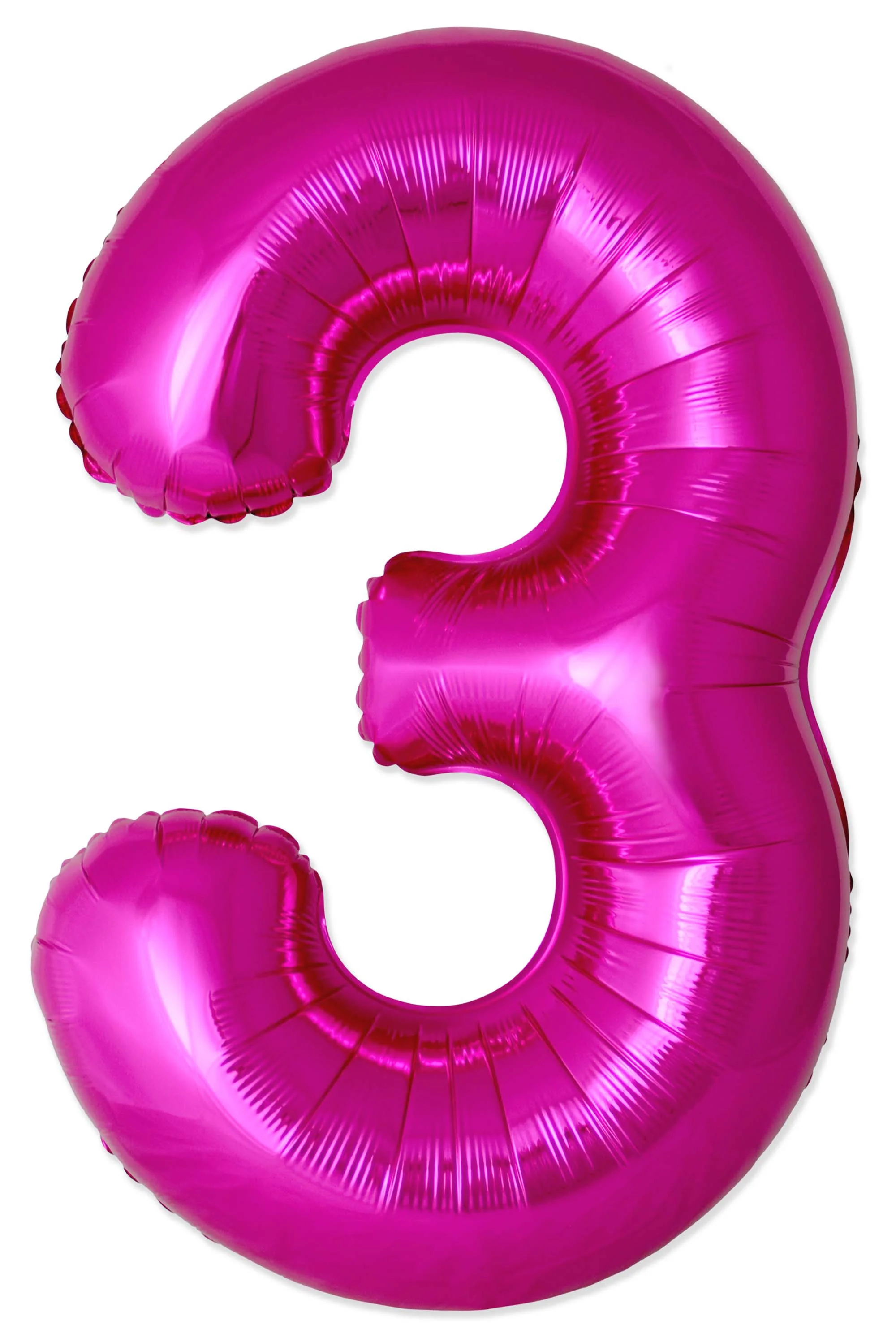 32" Inflated (40" Uninflated Approx) Number "3" Slimmer Design Fuchsia Brand Flexmetal