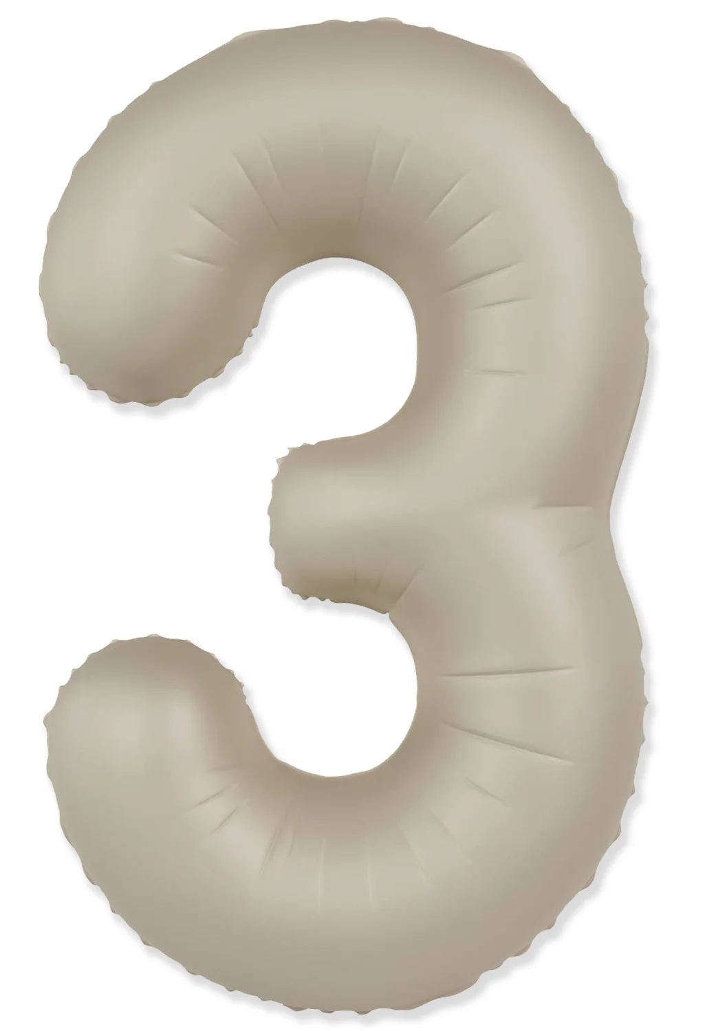 32" Inflated (40" Uninflated Approx) Number "3" Slimmer Design Matte Creamy Latte Brand Flexmetal