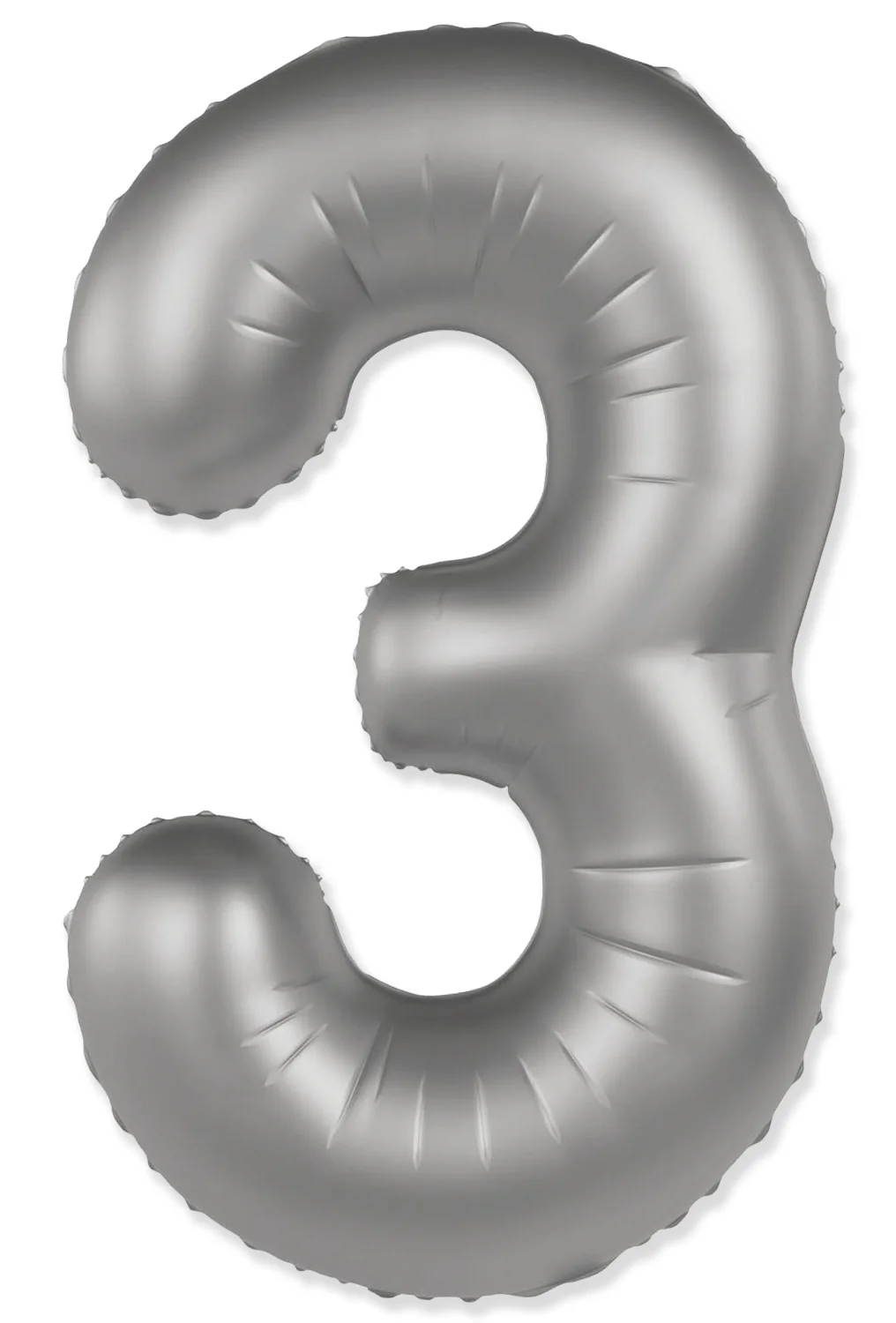 32" Inflated (40" Uninflated Approx) Number "3" Slimmer Design Matte Moonlight Silver Brand Flexmetal