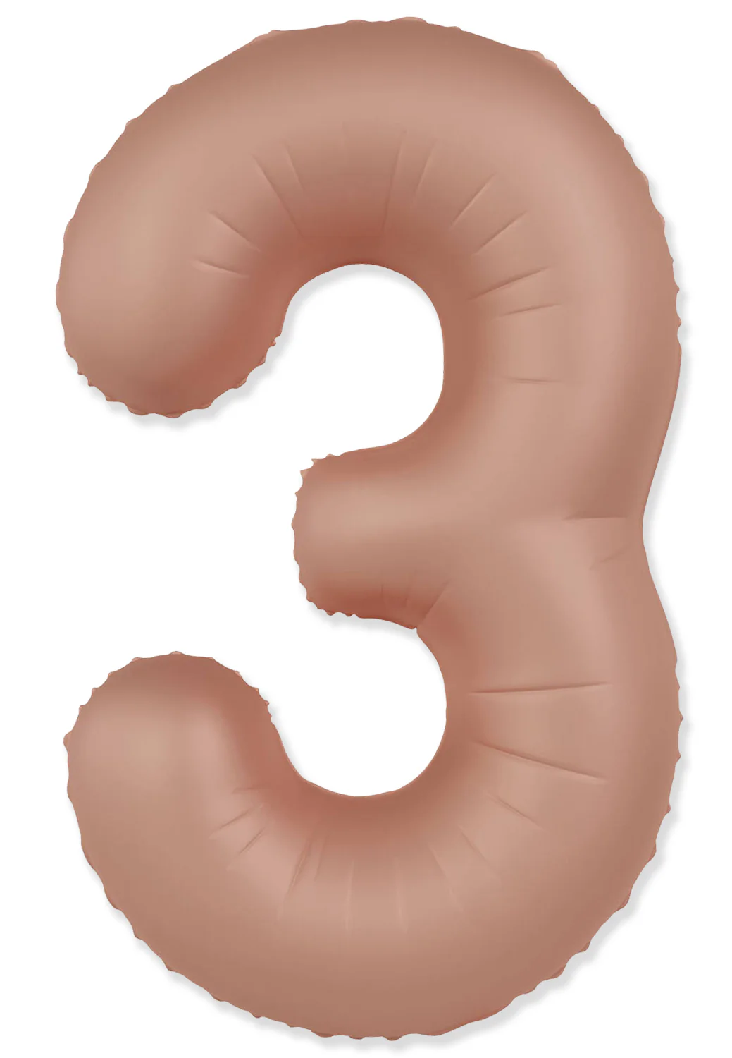 32" Inflated (40" Uninflated Approx) Number "3" Slimmer Design Matte Vintage Rose Brand Flexmetal