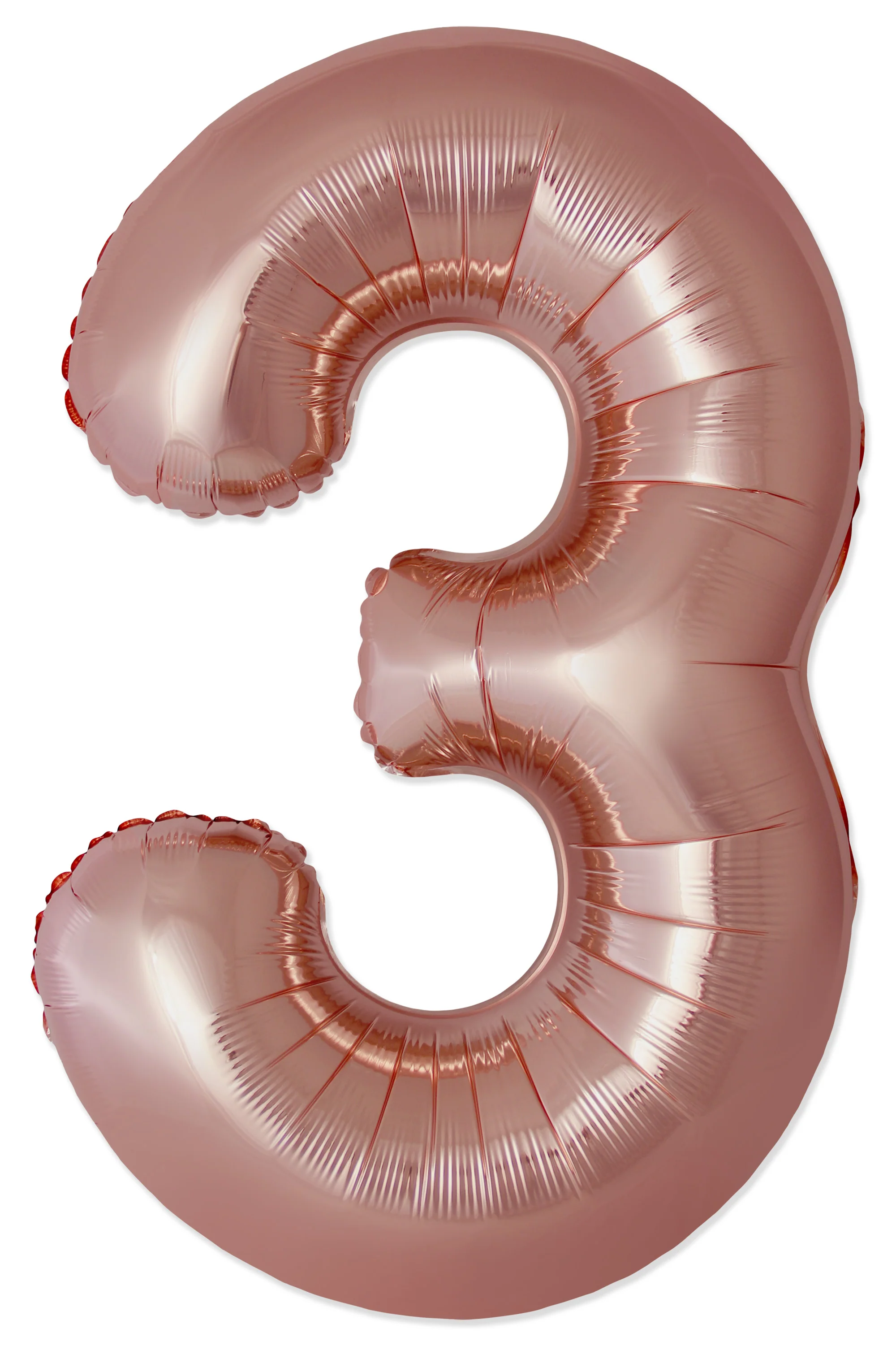 32" Inflated (40" Uninflated Approx) Number "3" Slimmer Design Rose Gold Brand Flexmetal