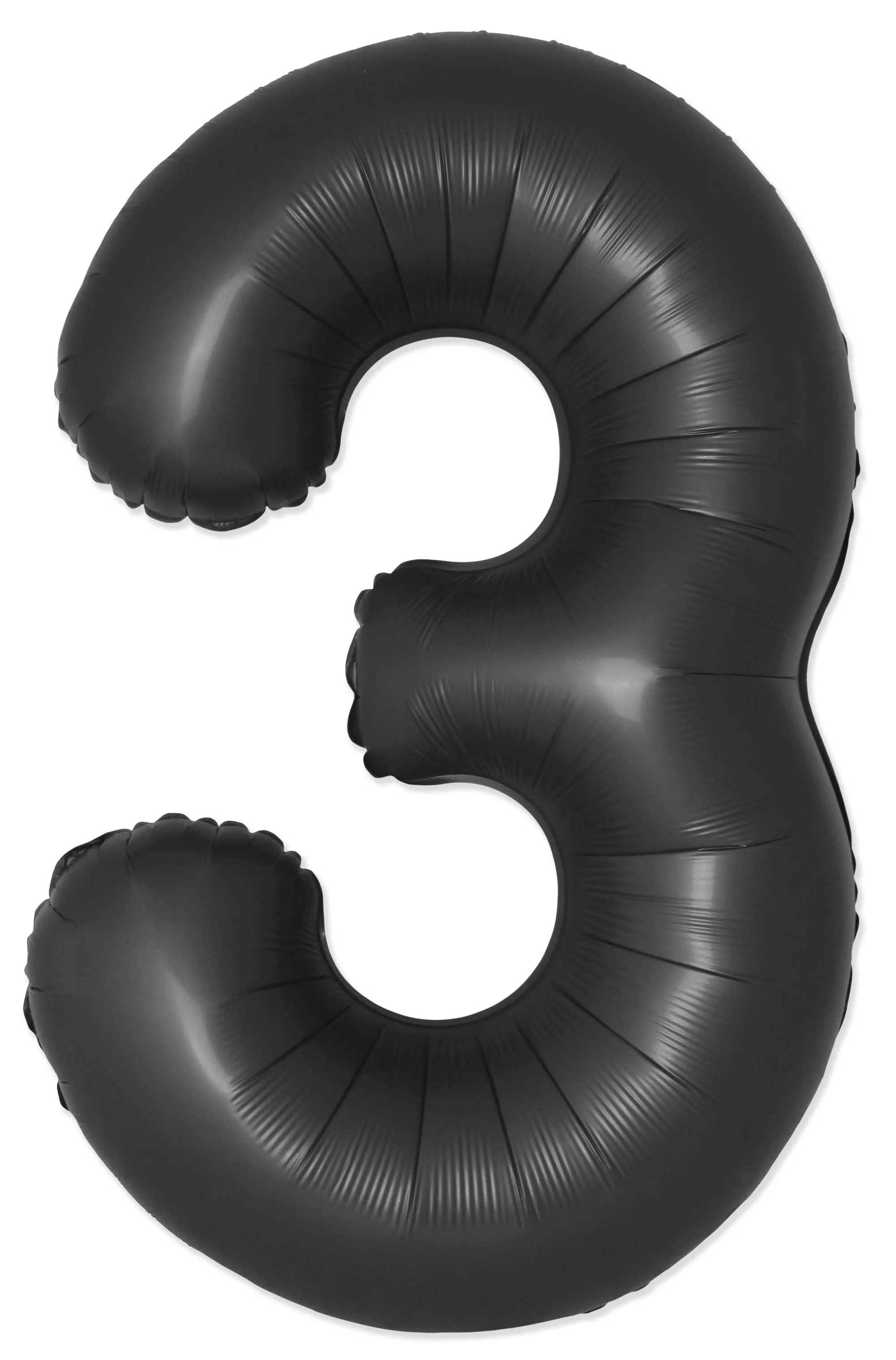 32" Inflated (40" Uninflated Approx) Number "3" Slimmer Design Satin Black Brand Flexmetal