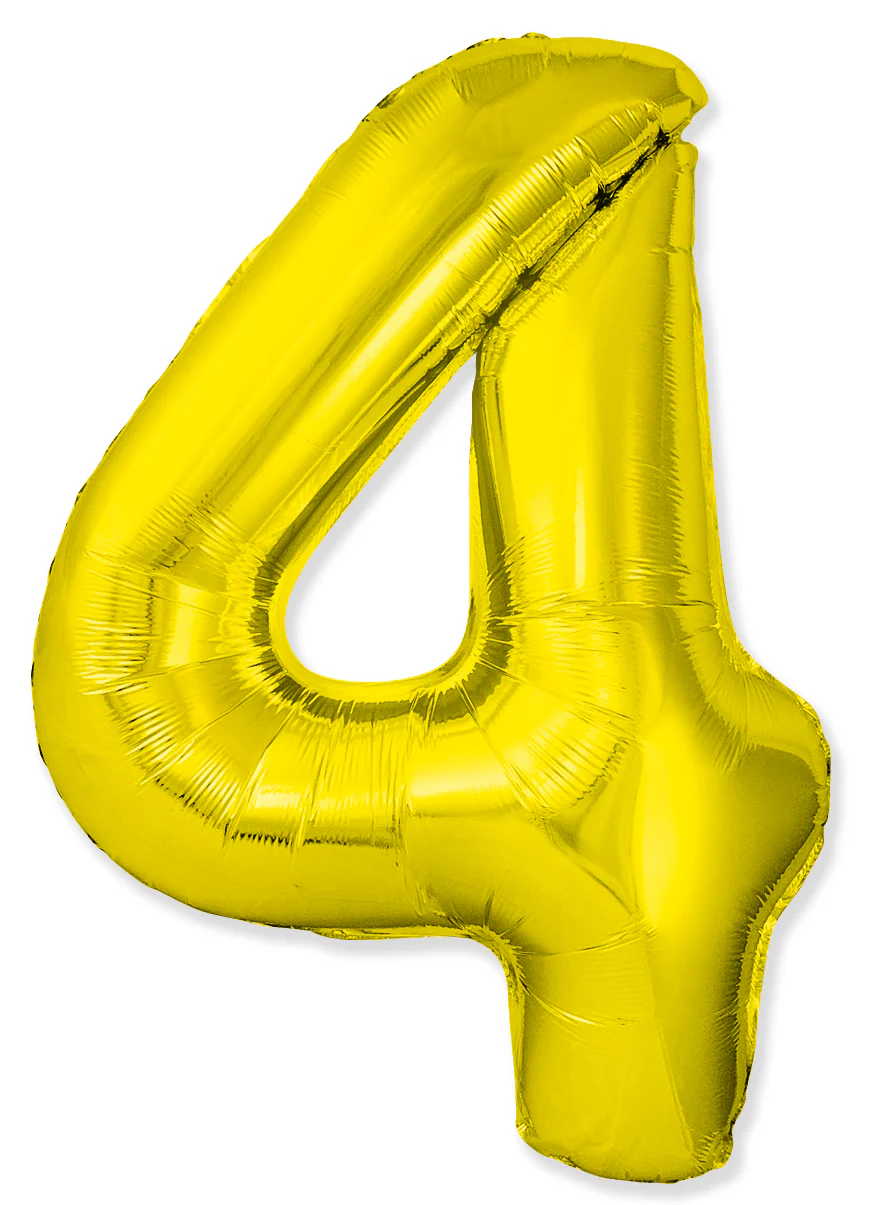 32" Inflated (40" Uninflated Approx) Number "4" Slimmer Design Gold Brand Flexmetal
