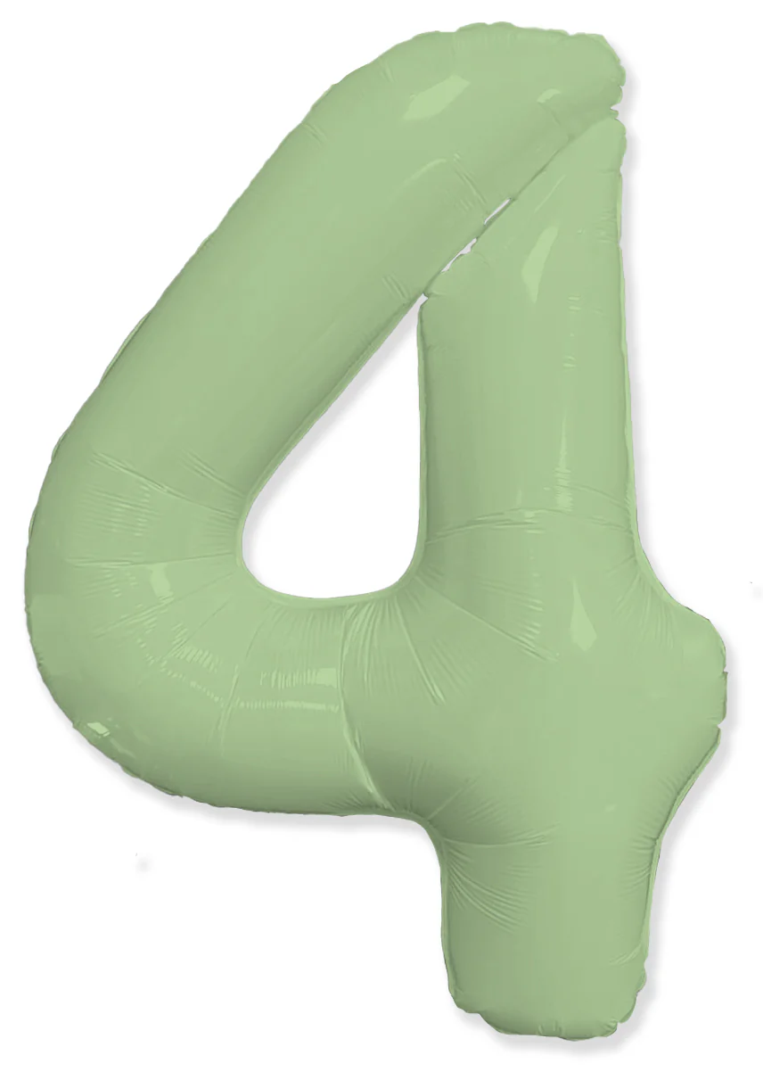 32" Inflated (40" Uninflated Approx) Number "4" Slimmer Design Matte Mint Brand Flexmetal