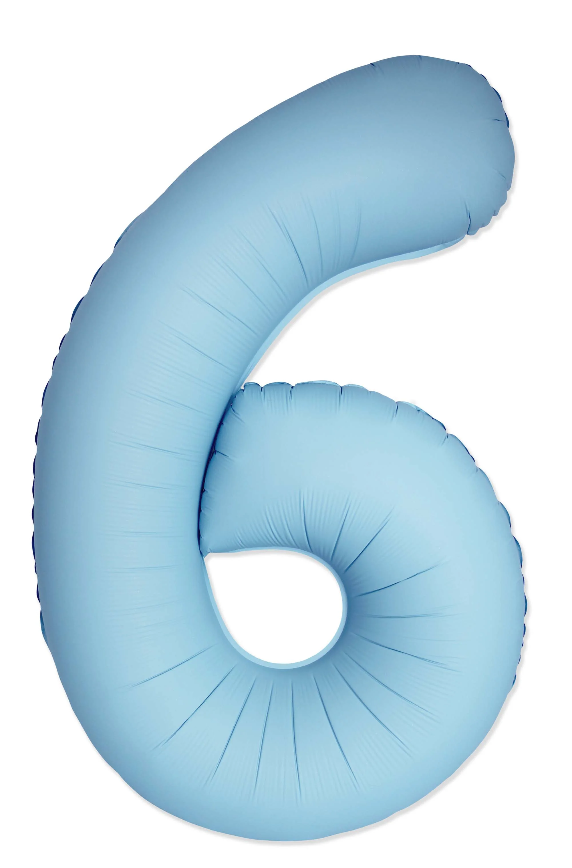 32" Inflated (40" Uninflated Approx) Number "6" Slimmer Design Matte Baby Blue Brand Flexmetal