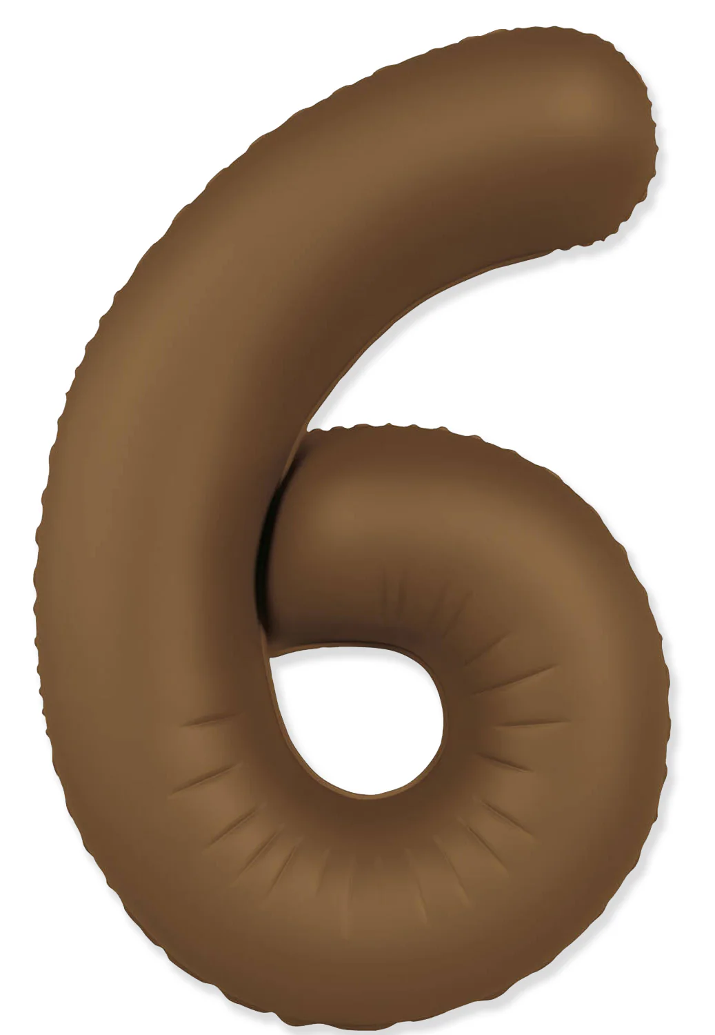 32" Inflated (40" Uninflated Approx) Number "6" Slimmer Design Matte Chocolate Brown Brand Flexmetal