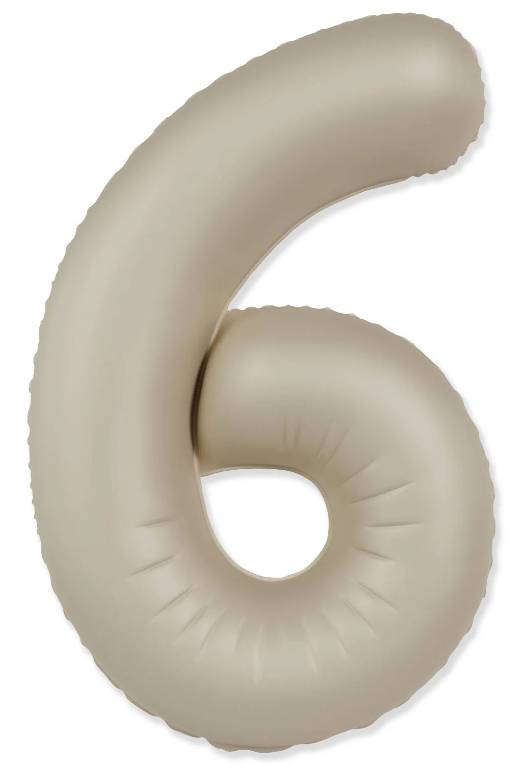 32" Inflated (40" Uninflated Approx) Number "6" Slimmer Design Matte Creamy Latte Brand Flexmetal