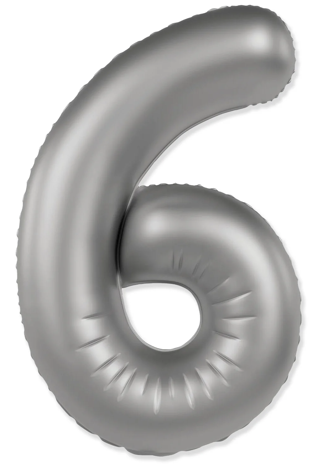 32" Inflated (40" Uninflated Approx) Number "6" Slimmer Design Matte Moonlight Silver Brand Flexmetal