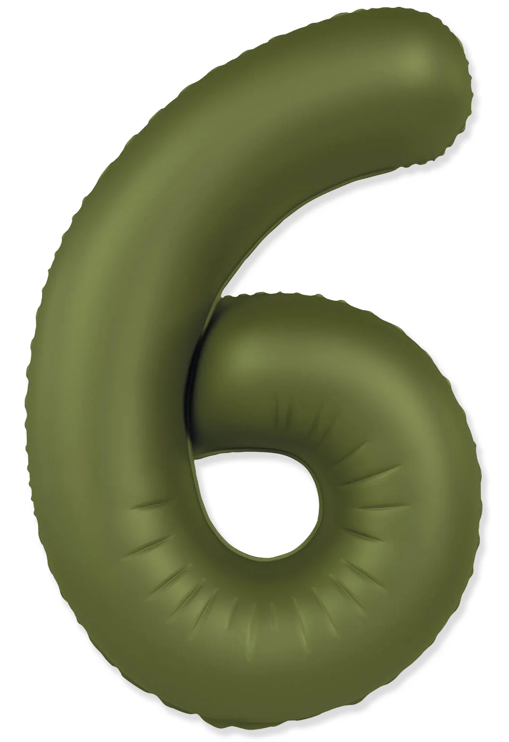 32" Inflated (40" Uninflated Approx) Number "6" Slimmer Design Matte Olive Green Brand Flexmetal