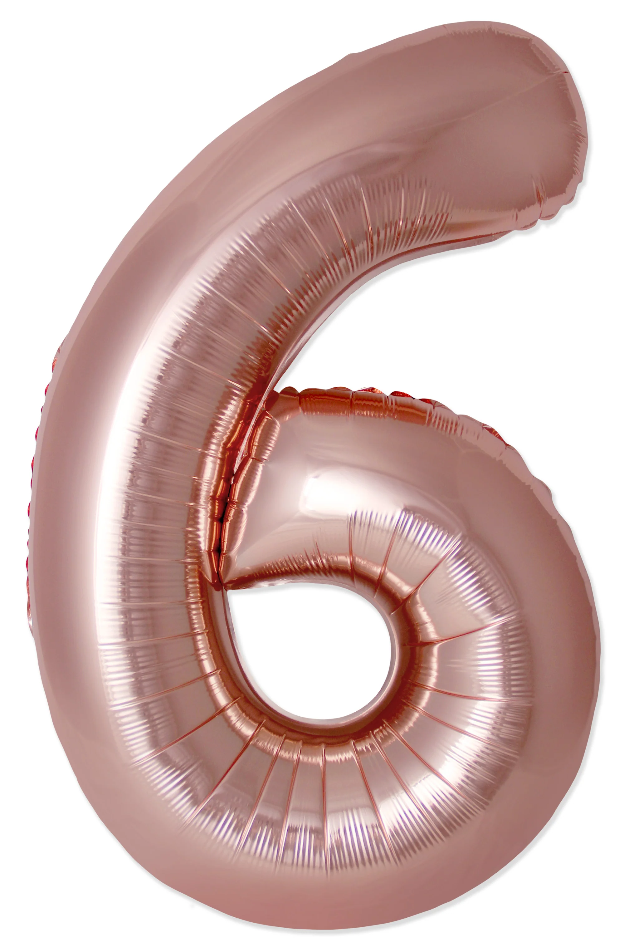 32" Inflated (40" Uninflated Approx) Number "6" Slimmer Design Rose Gold Brand Flexmetal