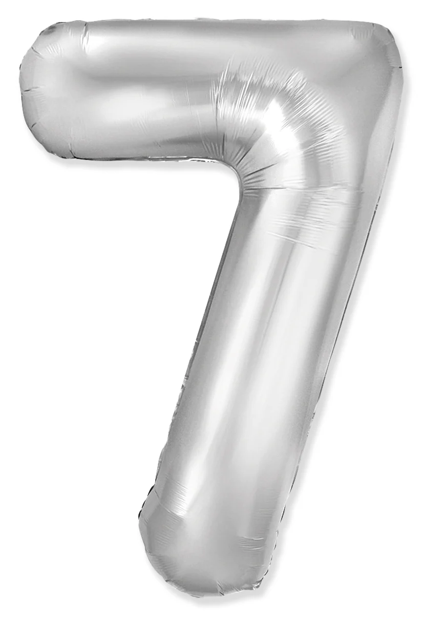 32" Inflated (40" Uninflated Approx) Number "7" Slimmer Design Silver Brand Flexmetal