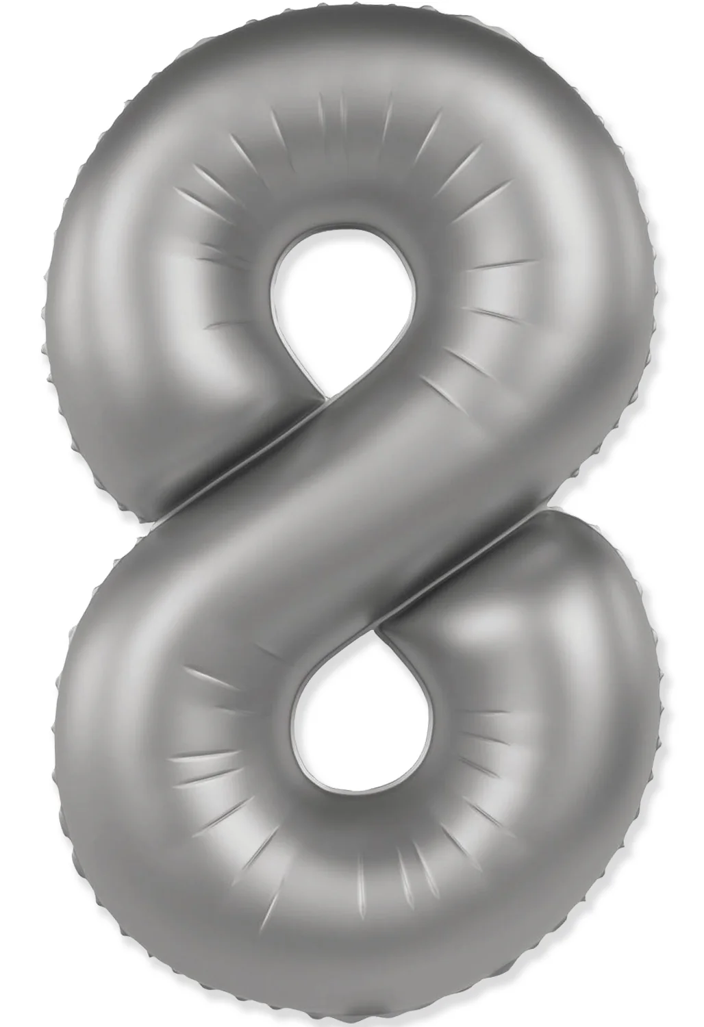 32" Inflated (40" Uninflated Approx) Number "8" Slimmer Design Matte Moonlight Silver Brand Flexmetal