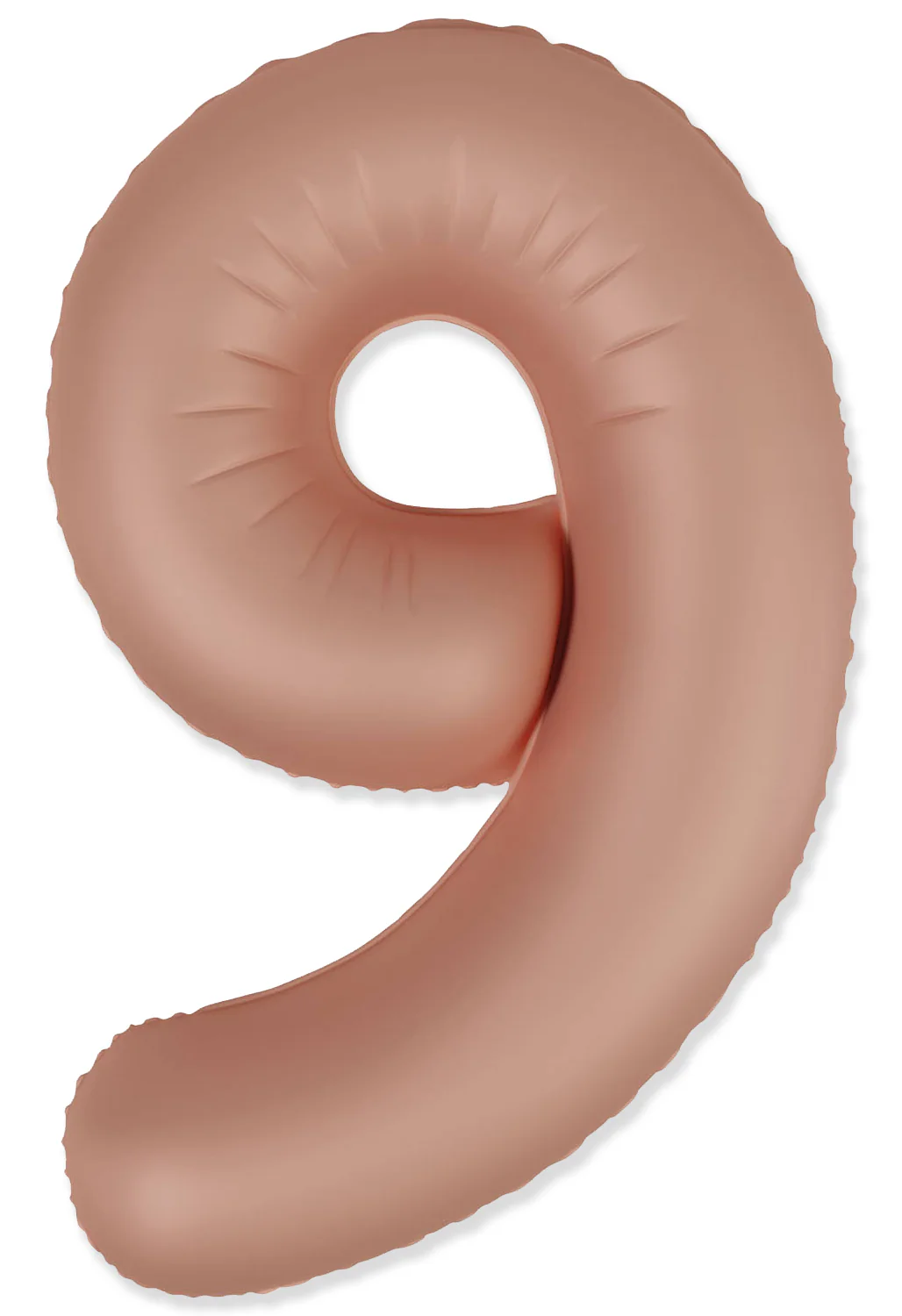 32" Inflated (40" Uninflated Approx) Number "9" Slimmer Design Matte Vintage Rose Brand Flexmetal
