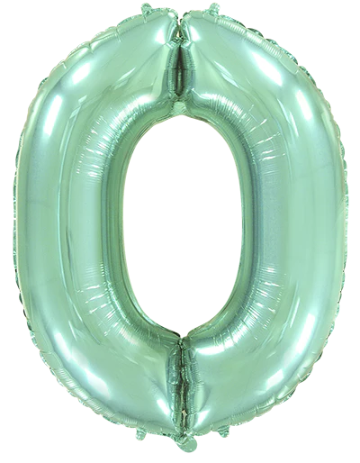 32" Inflated (40" Uninflated Approx) Pastel Mint Number "0" Foil Balloon Flexmetal