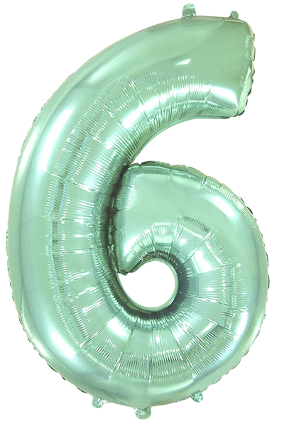32" Inflated (40" Uninflated Approx) Pastel Mint Number "6" Foil Balloon Flexmetal