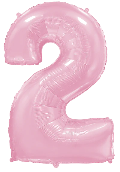 32" Inflated (40" Uninflated Approx) Pastel Pink Number "2" Foil Balloon Flexmetal