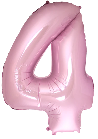 32" Inflated (40" Uninflated Approx) Pastel Pink Number "4" Foil Balloon Flexmetal