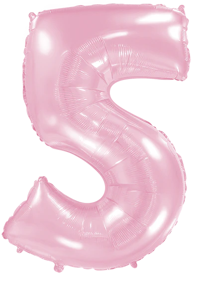 32" Inflated (40" Uninflated Approx) Pastel Pink Number "5" Foil Balloon Flexmetal