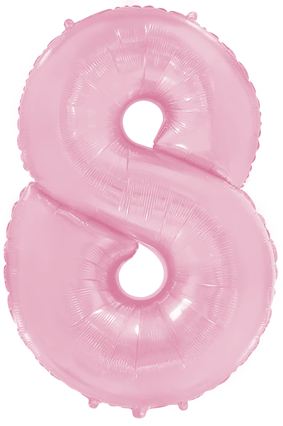 32" Inflated (40" Uninflated Approx) Pastel Pink Number "8" Foil Balloon Flexmetal