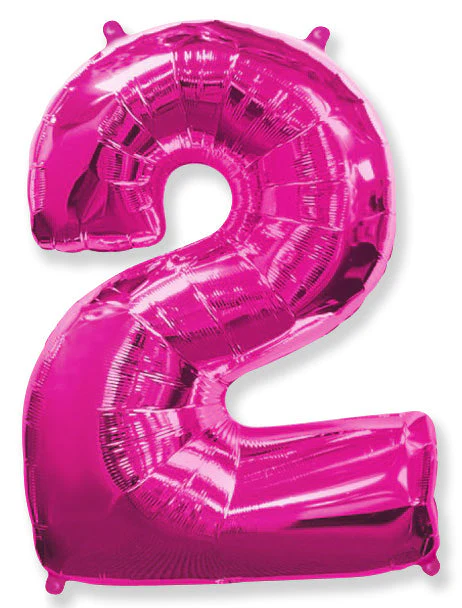 32" Inflated (40" Uninflated Approx) Shape Number "2" Fuchsia Balloon Flexmetal