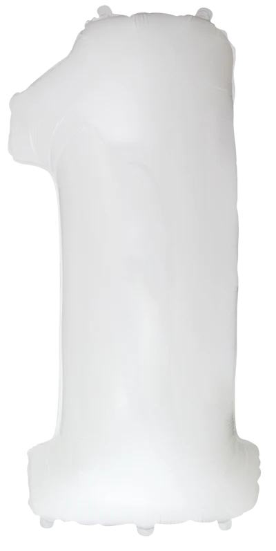 32" Inflated (40" Uninflated Approx) White Number "1" Foil Balloon Flexmetal