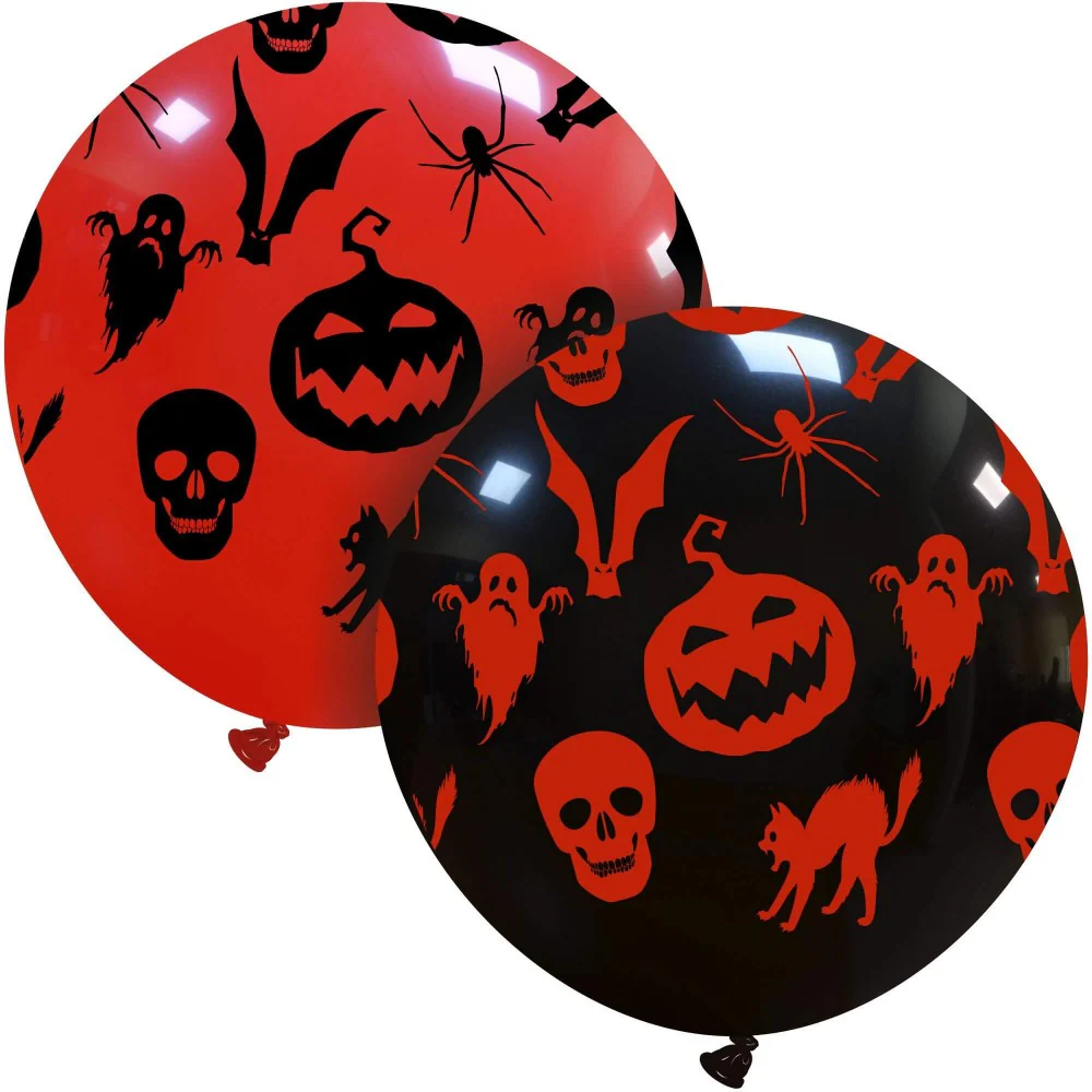 32" Spooky Halloween Dark red All Around (1 Per Bag) Cattex Brand Printed Latex Balloons