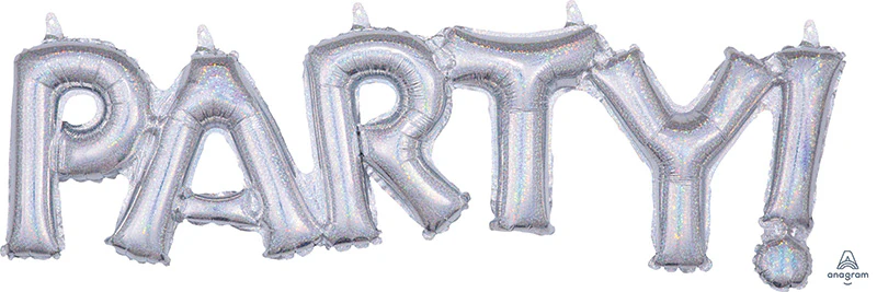 33" Airfill Only Block Phrase Party Holographic Balloon