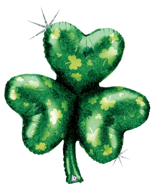 33" St Patrick's Day Holographic Shamrock Balloon