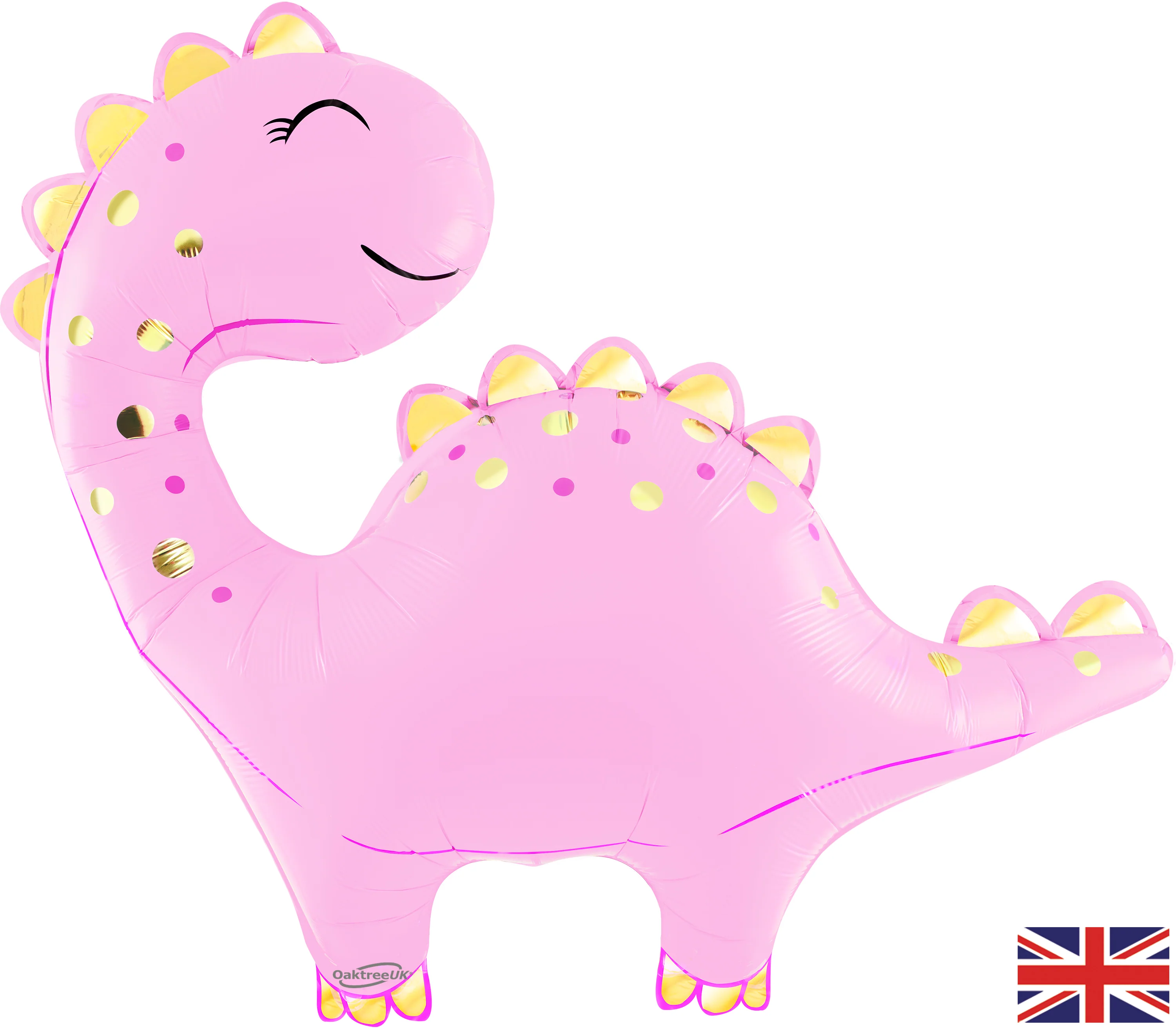 33.5" Cute Dinosaur Pink Metallic Packaged Oaktree Brand Foil Balloon