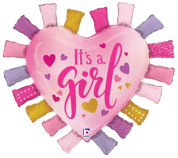 33" It's a Girl Taggie Heart Foil Balloon