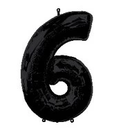 34" Anagram Brand Black Number 6 Balloon