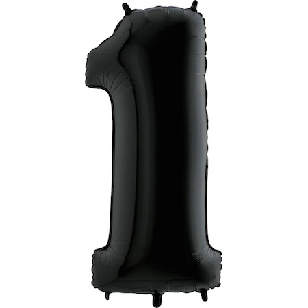 34" Anagram Brand SuperShape 1 Black Balloon Packaged