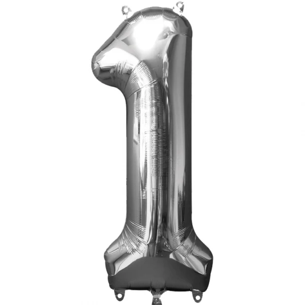 34" Anagram Brand SuperShape 1 Silver Balloon Packaged