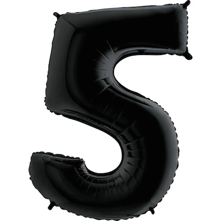 34" Anagram Brand SuperShape 5 Black Balloon Packaged