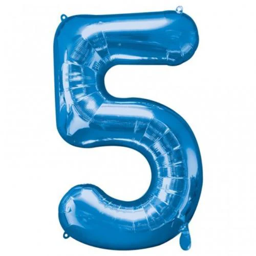34" Anagram Brand SuperShape 5 Blue Balloon Packaged