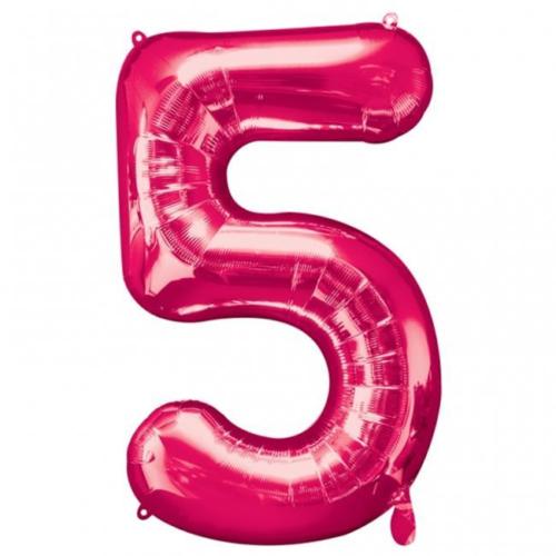 34" Anagram Brand SuperShape 5 Pink Balloon Packaged