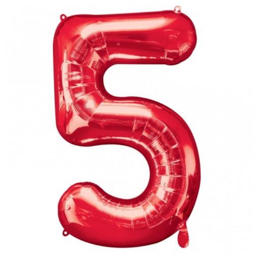 34" Anagram Brand SuperShape 5 Red Balloon Packaged