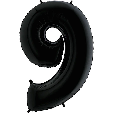 34" Anagram Brand SuperShape 9 Black Balloon Packaged