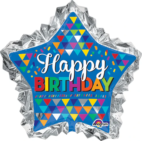 34" Jumbo Happy Birthday Primary Sketchy Packaged Balloon